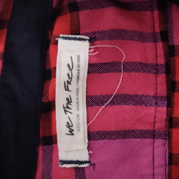 Free People Pacific Dawn Drawstring Plaid Shirt size medium with raw him - Picture 3 of 8